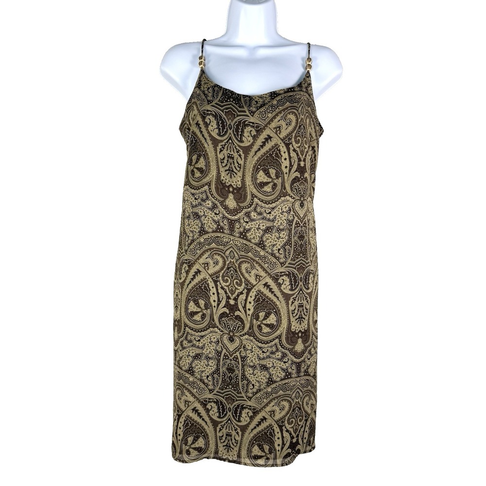 Vintage Y2K Old Navy Paisley Mini Dress Womens 14 Resortwear Dark Feminine Retro